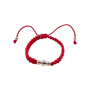 PULSERA BEBE 2 BALINES 4MM + 1 BALIN 3MM EN ORO LAMINADO 18K