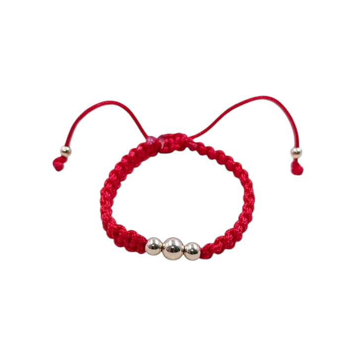 PULSERA BEBE 2 BALINES 4MM + 1 BALIN 3MM EN ORO LAMINADO 18K 1