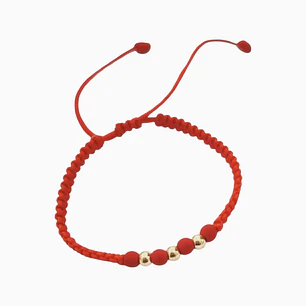 MANILLA BASIC EN NEOPRENO ROJO + BALINES 4MM EN ORO LAMINADO 18K