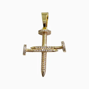 DIJE CRUZ CLAVO EN ORO LAMINADO 18K