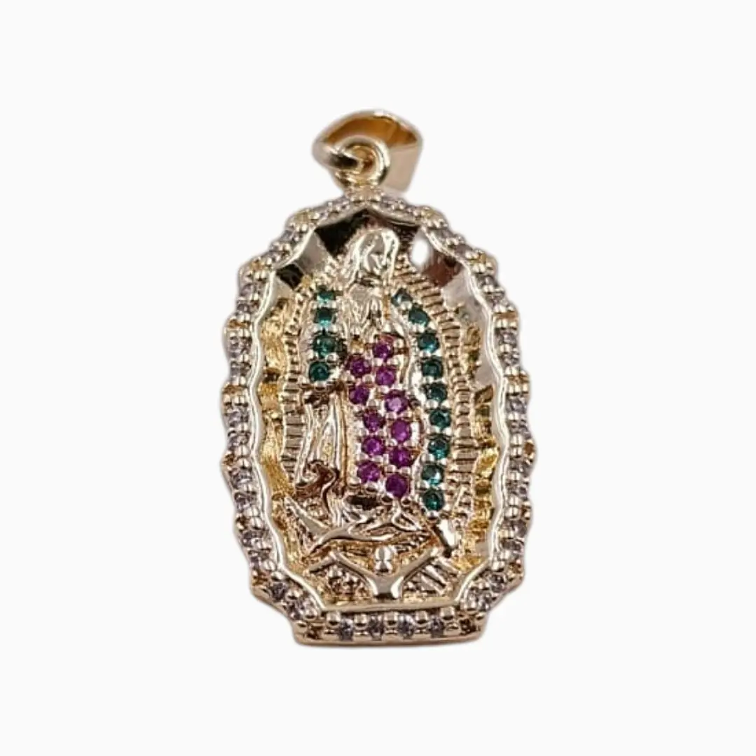DIJE VIRGEN GUADALUPE A COLOR EN ORO LAMINADO 18K 1