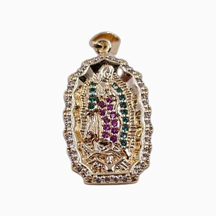 DIJE VIRGEN GUADALUPE A COLOR EN ORO LAMINADO 18K