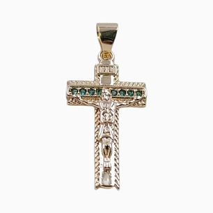 DIJE JESUCRISTO + MINI ESMERALDAS EN ORO LAMINADO 18K