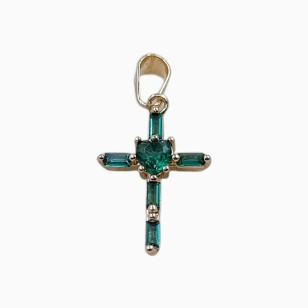 DIJE CIRCON CORAZON VERDE EN ORO LAMINADO 18K 1