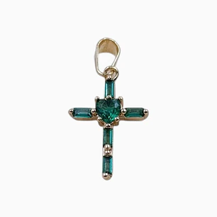DIJE CIRCON CORAZON VERDE EN ORO LAMINADO 18K