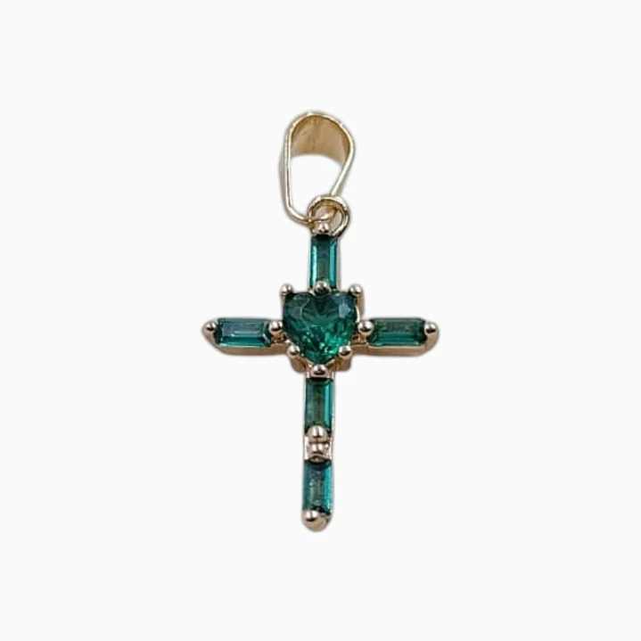 DIJE CIRCON CORAZON VERDE EN ORO LAMINADO 18K 1