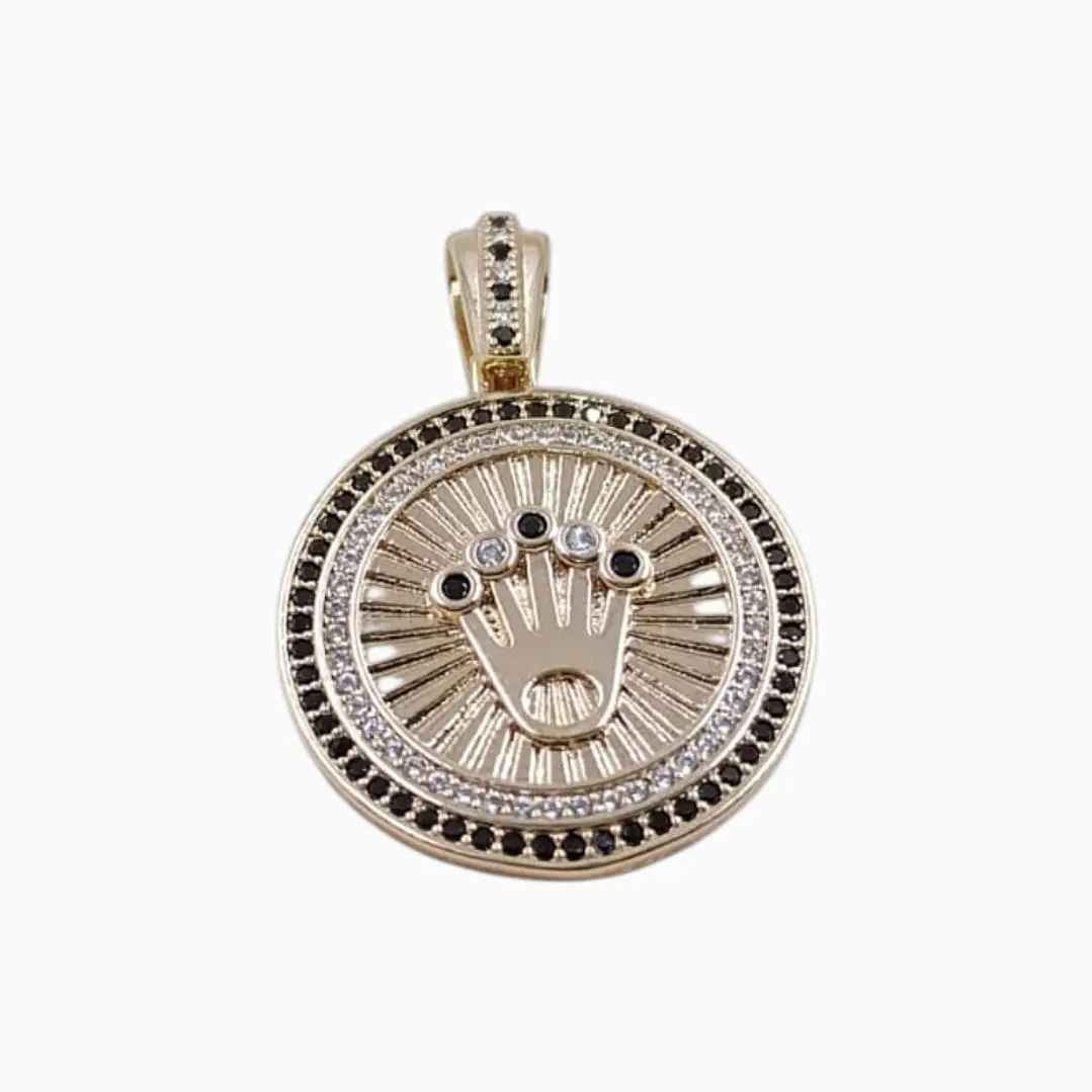 DIJE ROLEX CON CIRCON NEGRO EN ORO LAMINADO 18K 1