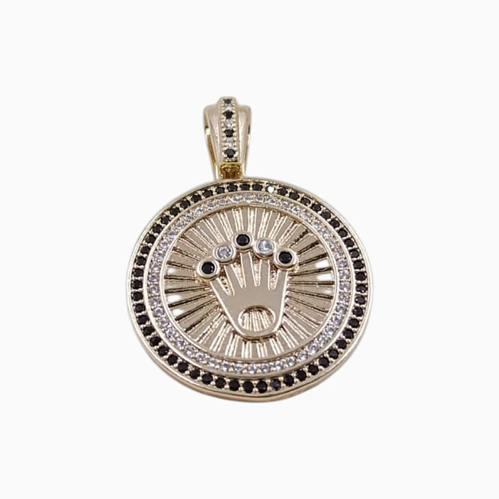 DIJE ROLEX CON CIRCON NEGRO EN ORO LAMINADO 18K 1