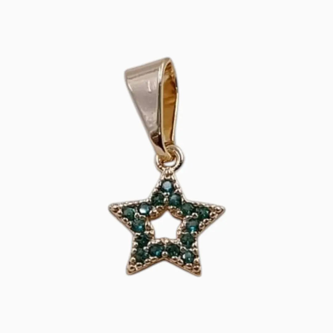 DIJE DE ESTRELLA CIRCONIA VERDE EN ORO LAMINADO 18K 1
