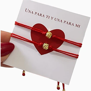 SET HILO ROJO DIAMANTADO EN ORO LAMINADO 18K