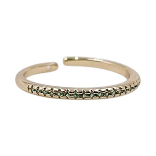 ANILLO CIRCONES VERDES EN ORO LAMINADO 18K