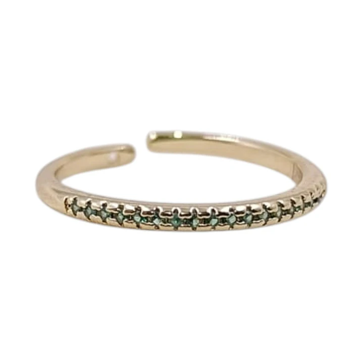 ANILLO CIRCONES VERDES EN ORO LAMINADO 18K 1