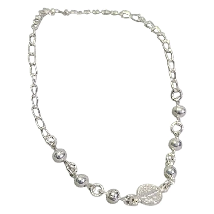 PULSERA SAN BENITO + BALINES EN PLATA  1
