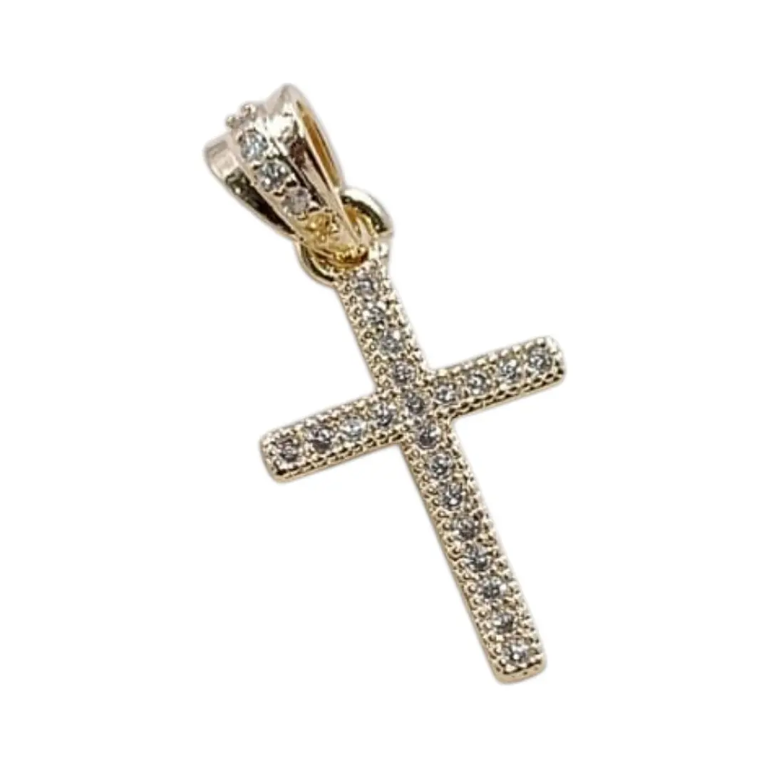 DIJE CRUZ CON BRILLOS EN ORO LAMINADO 18K 1