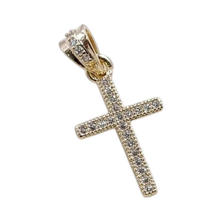 DIJE CRUZ CON BRILLOS EN ORO LAMINADO 18K 1