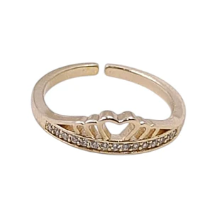 ANILLO CORONA CORAZON AJUSTABLE EN ORO LAMINADO 18K