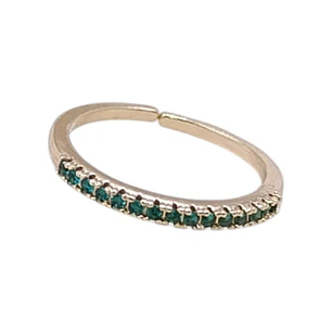 ANILLO CIRCONES VERDES AJUSTABLE EN ORO LAMINADO 18K