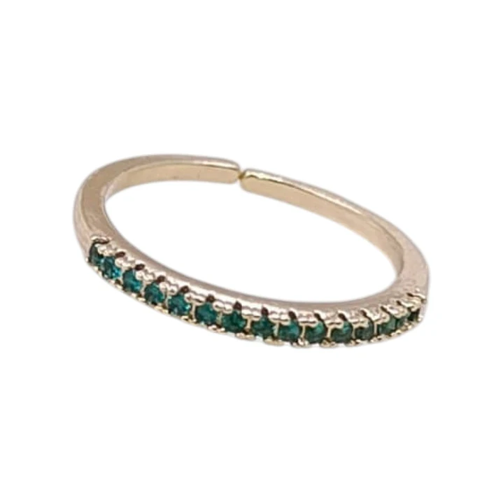 ANILLO CIRCONES VERDES AJUSTABLE EN ORO LAMINADO 18K 1