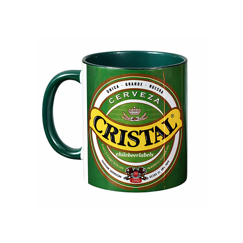 Taza estilo cerveza Cristal Clásico chileno
