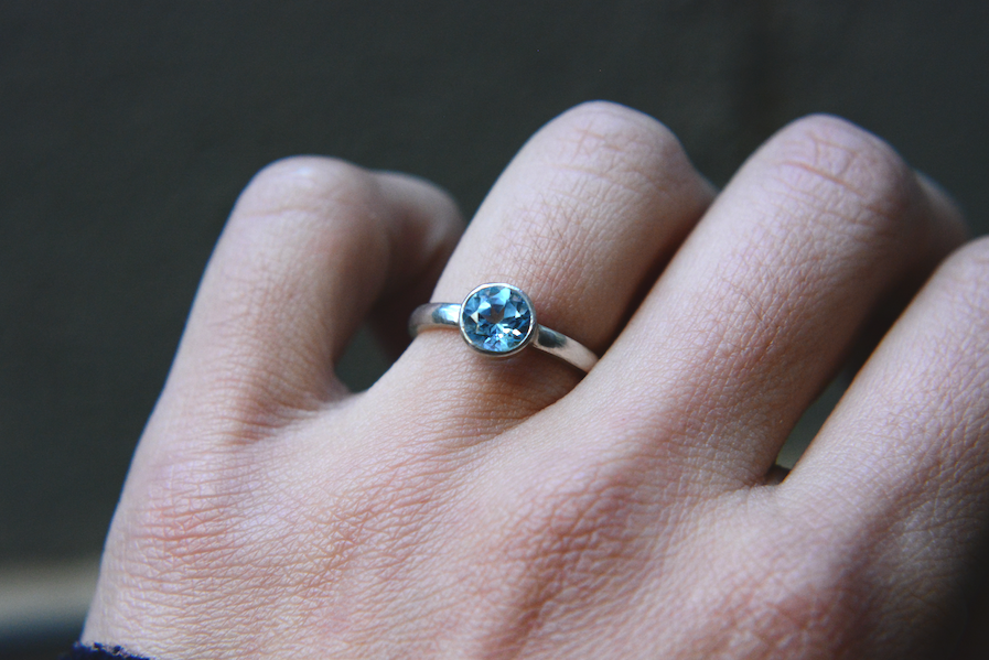 Anillo Topacio Celeste