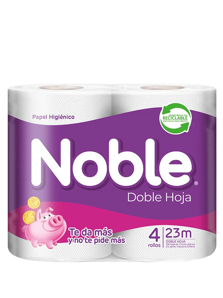 PAPEL HIGIENICO NOBLE 23 MTS X 4 ROLLOS 1