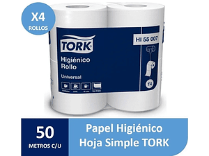 PAPEL HIGIENICO TORK 50 MTS X 4 ROLLOS