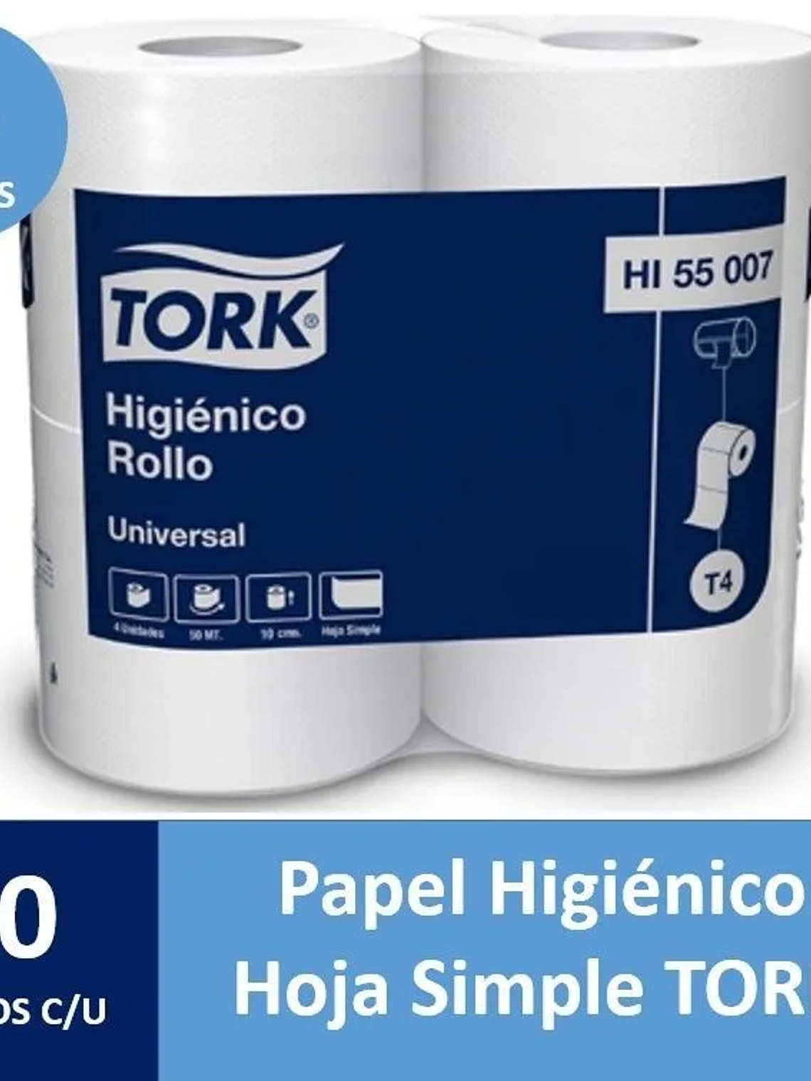 PAPEL HIGIENICO TORK 50 MTS X 4 ROLLOS 1