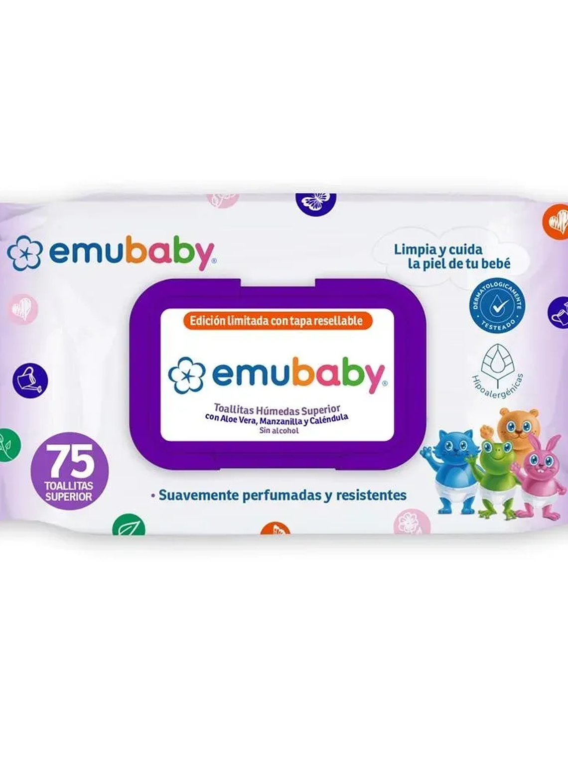 TOALLITAS HUMEDAS EMUBABY SIN ALCOHOL 75U 1