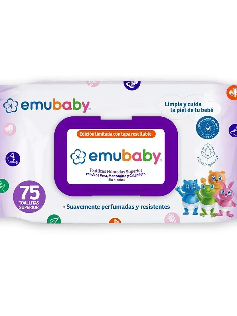 TOALLITAS HUMEDAS EMUBABY SIN ALCOHOL 75U 1