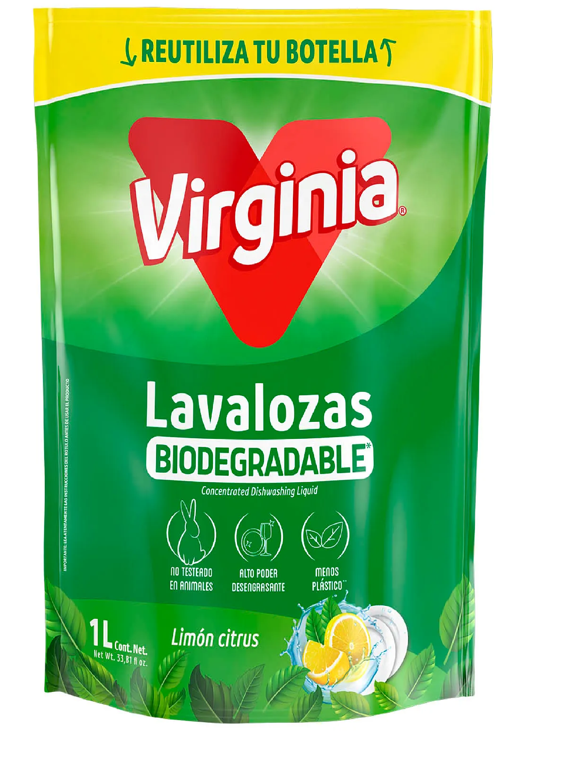 LAVALOZA RECARGA VIRGNIA BIODEGRABLE LIMON CITRUS 1 LITRO  1