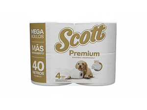 PAPEL HIGIENICO SCOTT PREMIUM 40 METROS X4 ROLLOS