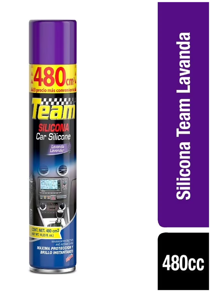 SILICONA PARA AUTOS TEAM LAVANDA 480 CC 1
