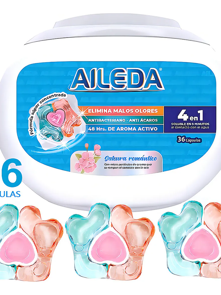 Detergente en Capsulas Aileda Sakura Romantico 36UN 1