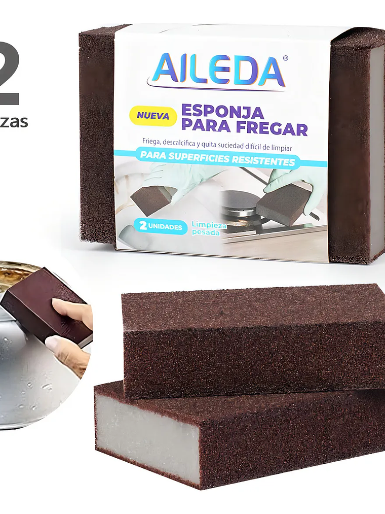 ESPONJA PARA FREGAR X2 UNIDADES AILEDA 1