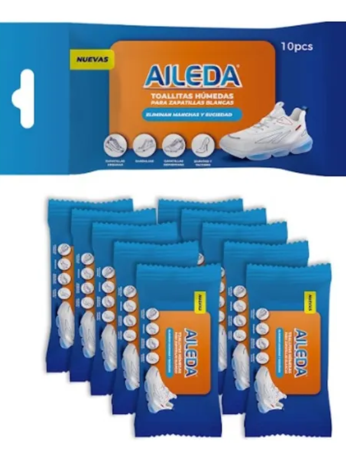 Toallas Húmedas Limpieza Zapatillas Blancas Aileda 1