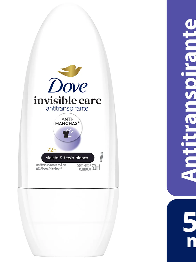DESODORANTE DOVE INVISIBLE CARE ROLL ON ANTI MANCHAS 50 ML  1