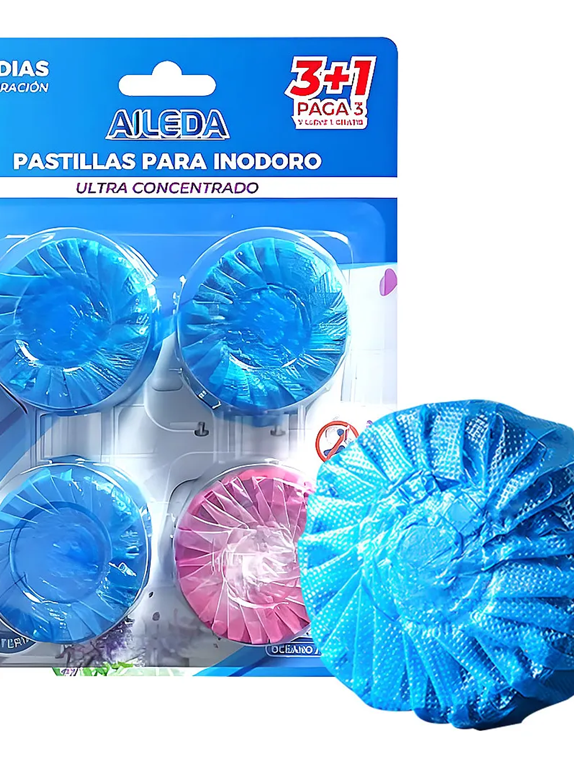 Pastilla Inodoro Aileda Azul 50g Pack 4 Fragancia Higienica Baño 1