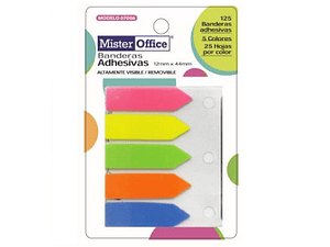 BANDERITAS ADHESIVAS MR OFFICE 12 X 44MM 5 COLORES 125 HJS