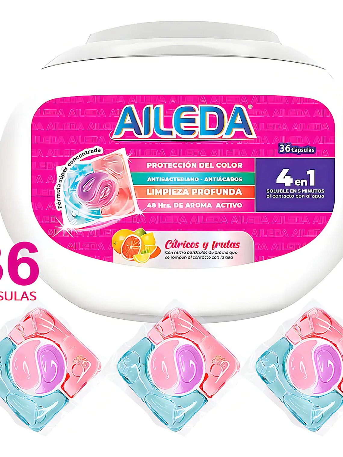 DETERGENTE EN CAPSULAS AILEDA AROMA CITRICO Y FRUTAS 36UN  360 GR 1
