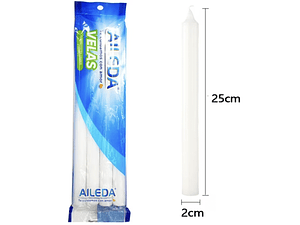 VELAS BLANCAS EXTRA GRANDE 2x27CM AILEDA