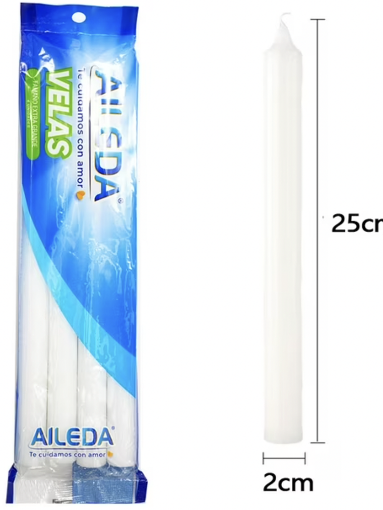 VELAS BLANCAS EXTRA GRANDE 2x27CM AILEDA 1