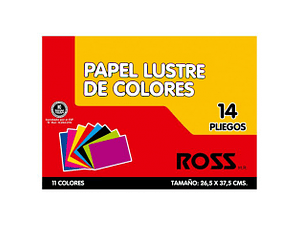 ESTUCHE DE PAPEL LUSTRE DE COLORES 14 HOJAS ROSS