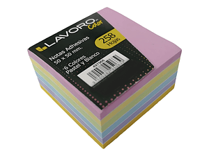 NOTAS ADHESIVAS 50X50 MM COLORES PASTEL 258 HOJAS LAVORO