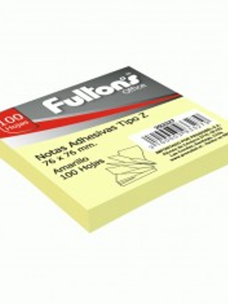 NOTAS ADHESIVAS 76X76 FULTONS AMARILLA 1
