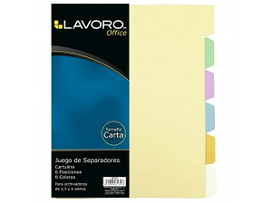SEPARADORES 6 DIVISIONES TAMAÑO OFICIO BLANCO LAVORO