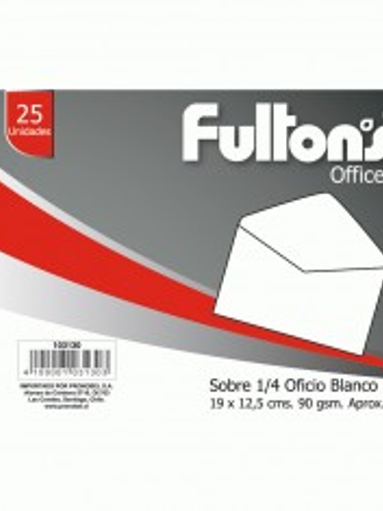 SOBRE 1/4 OFICIO BLANCO FULTONS 1