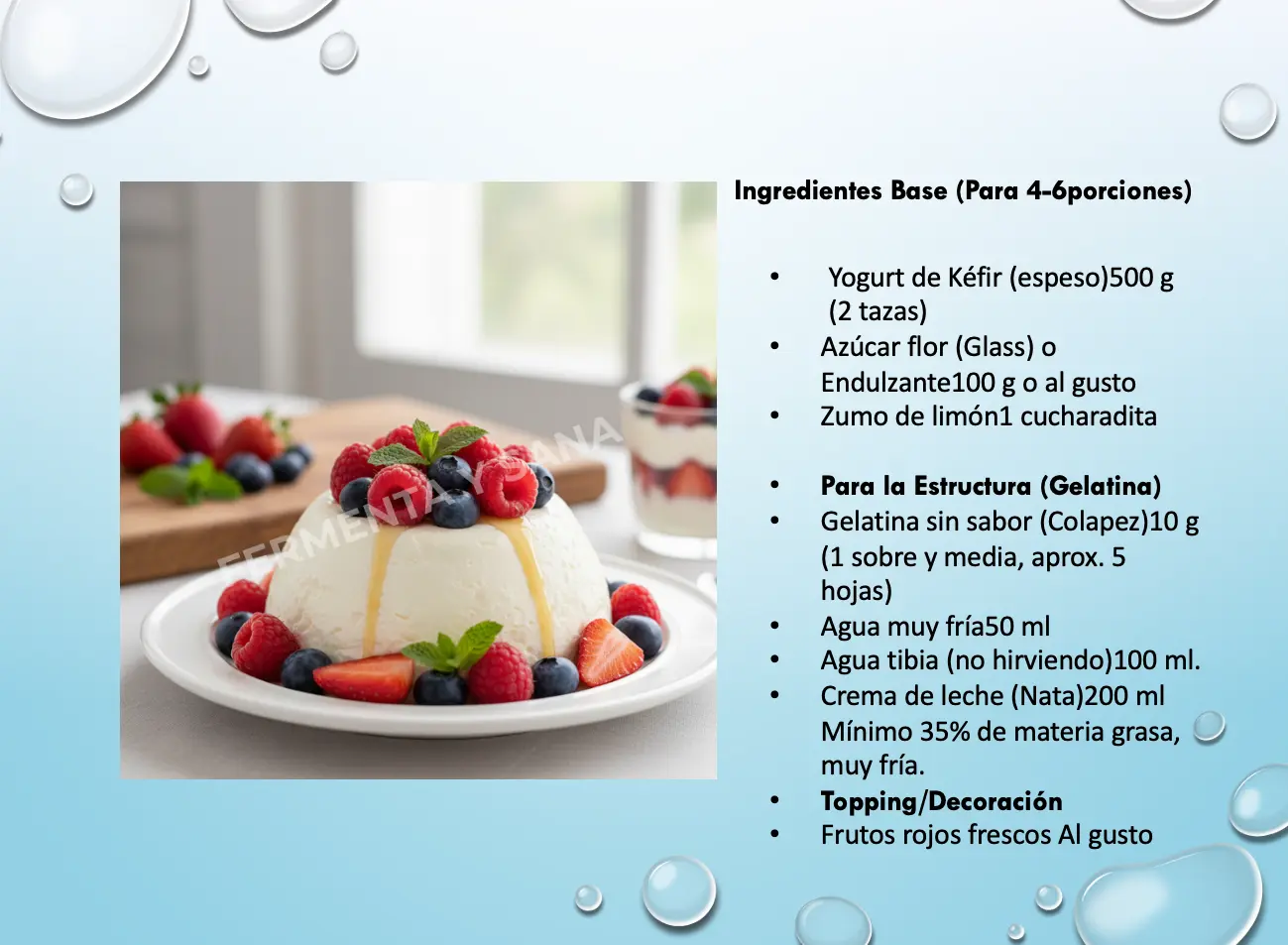 -RECETA: Bavarois de Kéfir y Frutos Rojos (Sin Cocción del Kéfir)