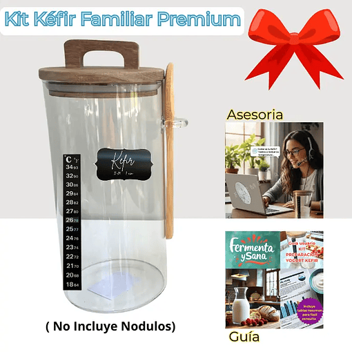 Kit Kefir Premium: Familiar 1200 Ml, ( NO Incluye Nodulos) Para Fermentar Yogurt De  Kéfir