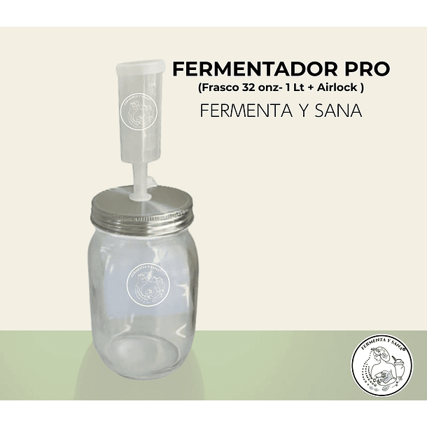 Frasco  1lt De Vidrio Con Airlock 1