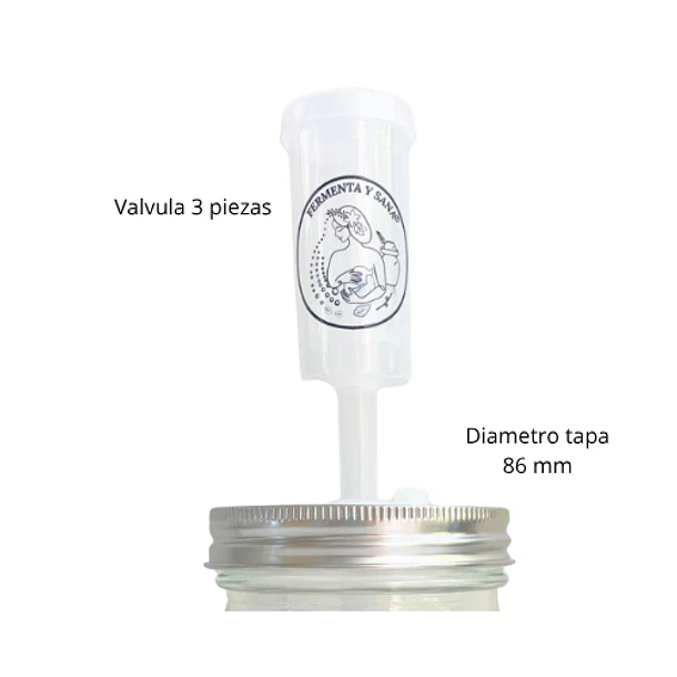 Tapa De Acero Inoxidable Para Fermentacion Con Valvula Airlock (86mm) 1